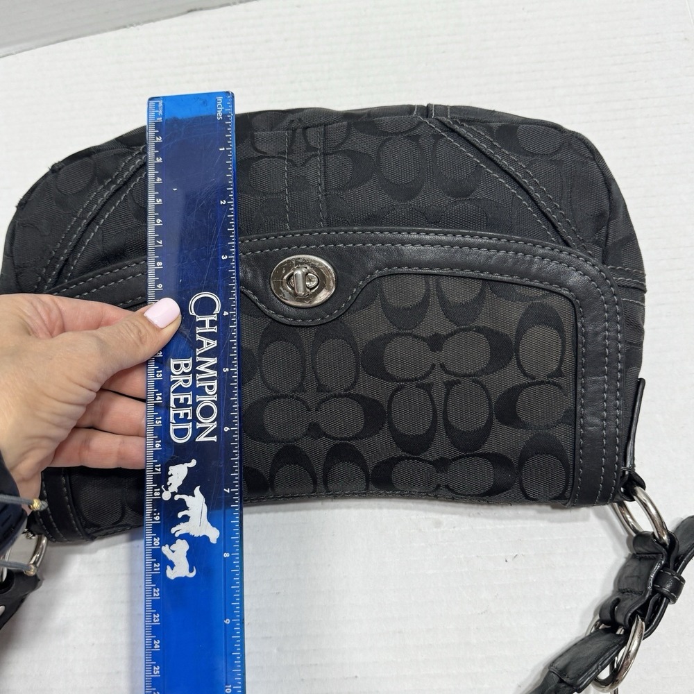 Y2K Coach Chelsea Flap Monogram Signature Canvas Turnkey Bag 11014 Boho Black - Picture 11 of 11